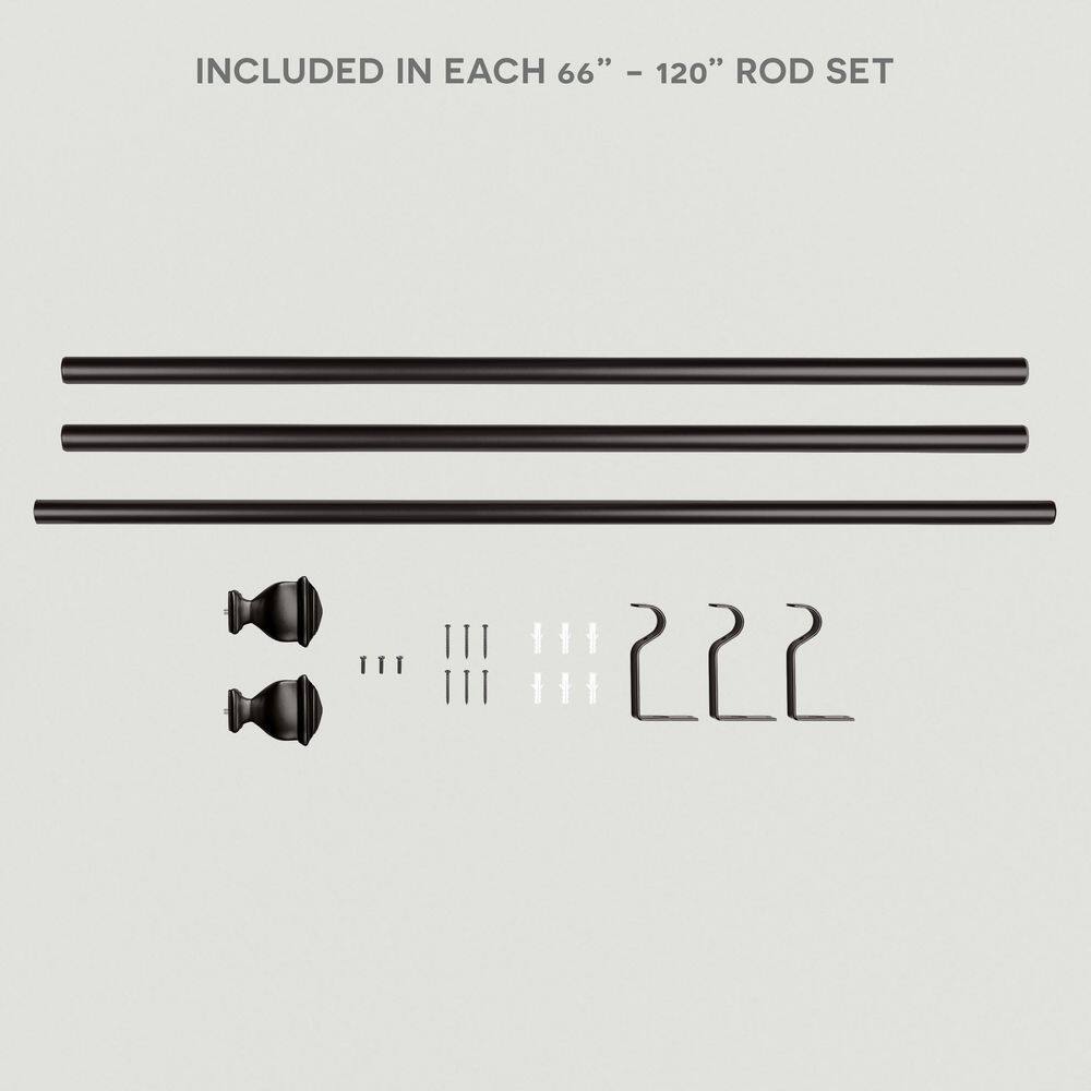 Napoleon 66 in. - 120 in. Adjustable 1 in. Single Curtain Rod Kit in Matte Bronze with Finial