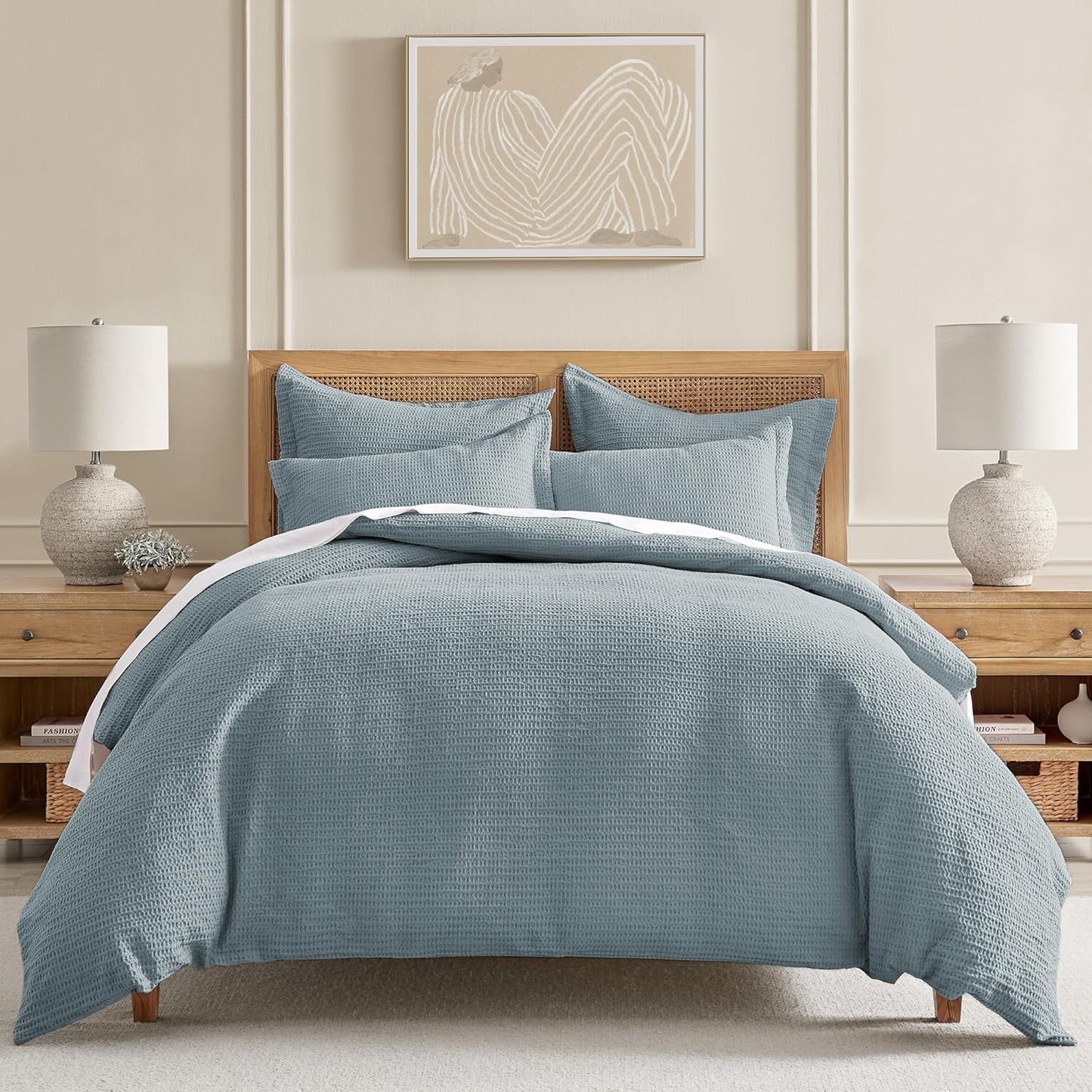 Levtex Home Cloud Waffle King Duvet Cover Set with 2 Pillow Shams
