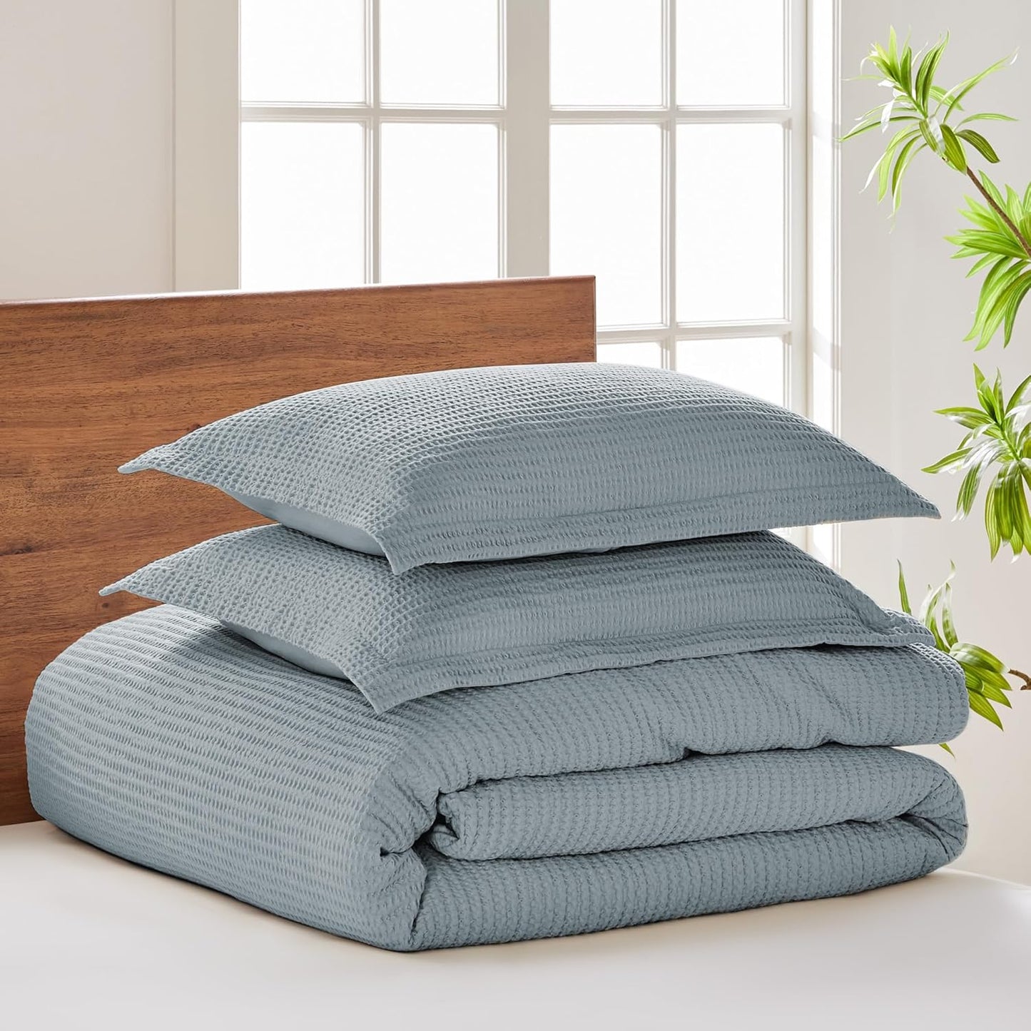 Levtex Home Cloud Waffle King Duvet Cover Set with 2 Pillow Shams