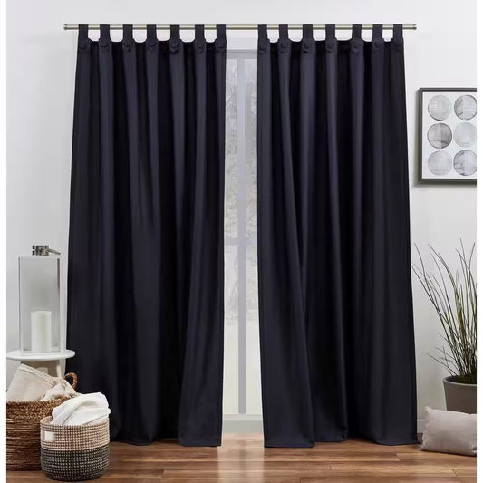 Loha Tuxedo Peacoat Blue Solid Light Filtering Tuxedo Tab Top Curtain, 54 in. W x 84 in. L (Set of 2)