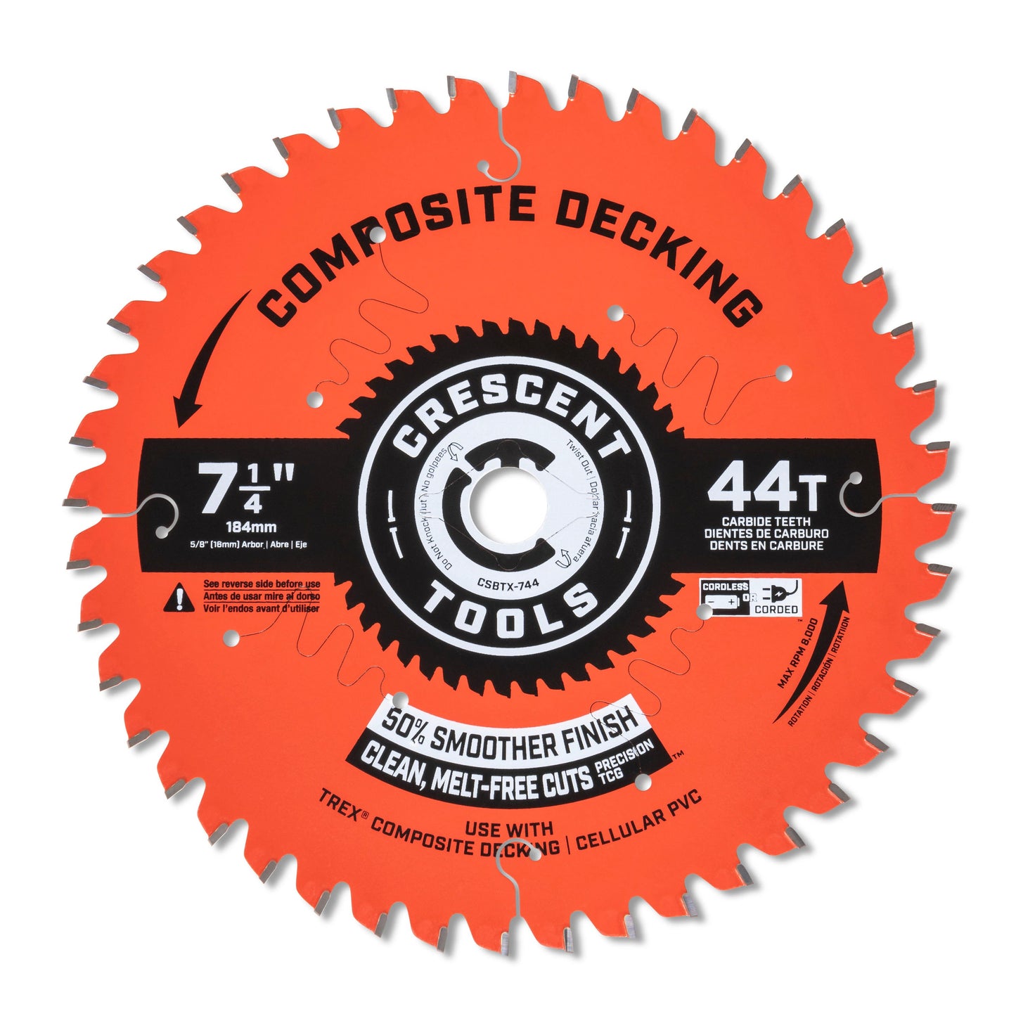 Crescent Composite Decking 7-1/4-in 44-Tooth Carbide Circular Saw Blade