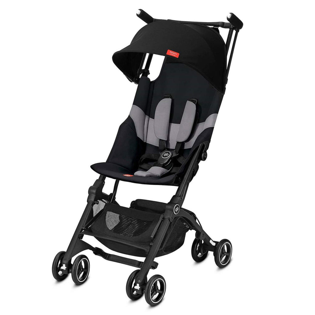gb Pockit+ All-Terrain, Ultra Compact Lightweight Travel Stroller with Canopy and Reclining Seat in Velvet Black