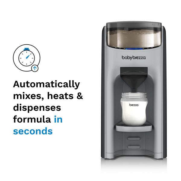 Baby Brezza New and Improved Formula Pro Advanced Formula Dispenser Machine - Automatically Mix a Warm Formula Bottle Instantly - Easily Make Bottle with Automatic Powder Blending, Silver Grey