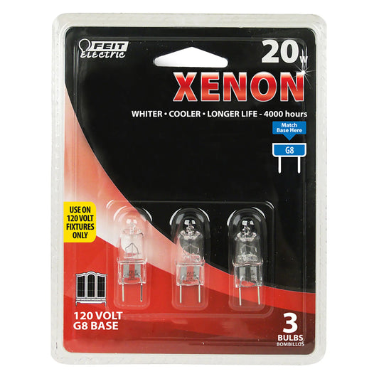 Feit Electric 20-Watt EQ T4 Warm White G8 Pin Base Dimmable Xenon Specialty Light Bulb (3-Pack)