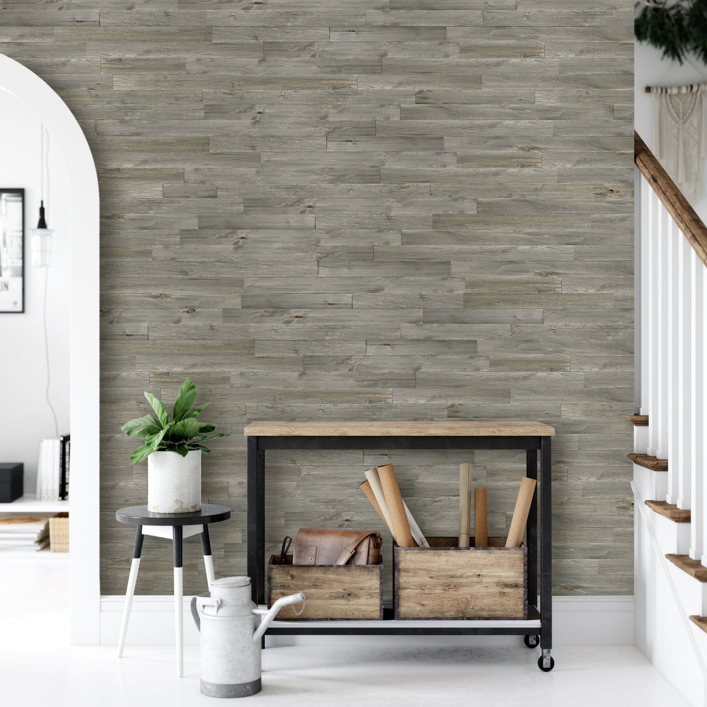 Style Selections 5-in x 4-ft Gray Poplar Wall Plank (10-Pack, Covers 10-sq ft)