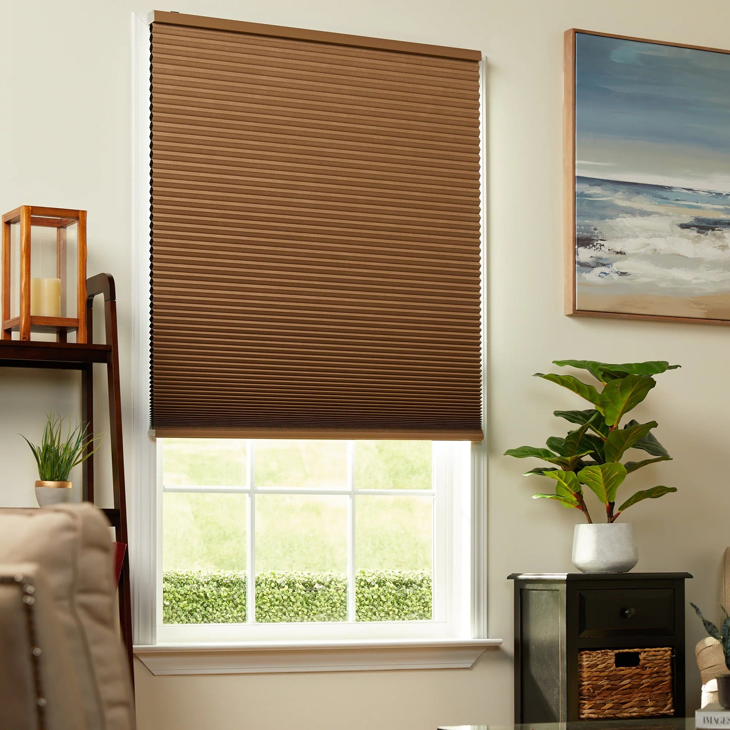 allen + roth 47-in x 64-in Linen Blackout Cordless Cellular Shade