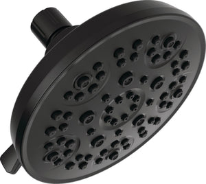 Delta Universal Showering Components 5-Settings Matte Black 6-in Round Fixed High Pressure Shower Head 1.75 GPM