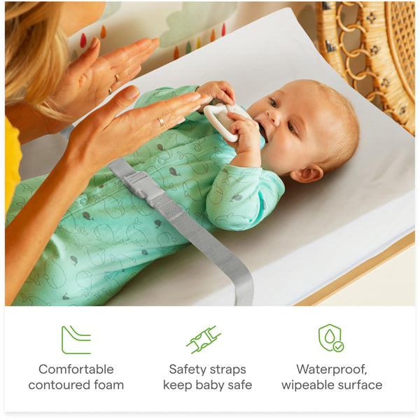 Munchkin Secure Grip Baby Diaper Changing Pad for Dresser, Waterproof and Wipeable, Contoured, Standard Size (14.75