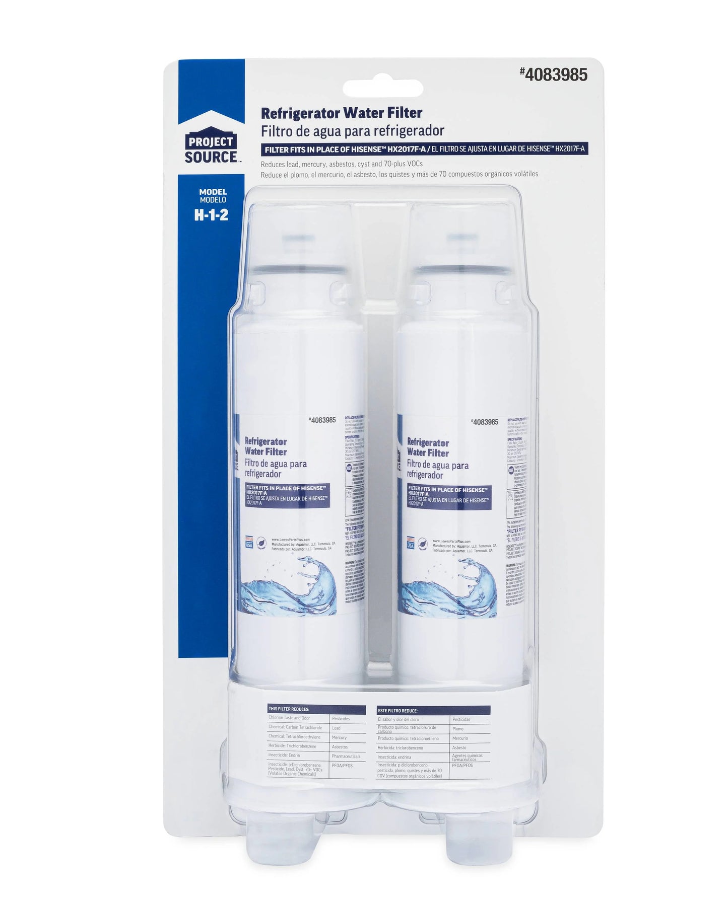 Project Source Twist-in Refrigerator Water Filter H-1-2 Fits Hisense HX2017F-A 2-Pack