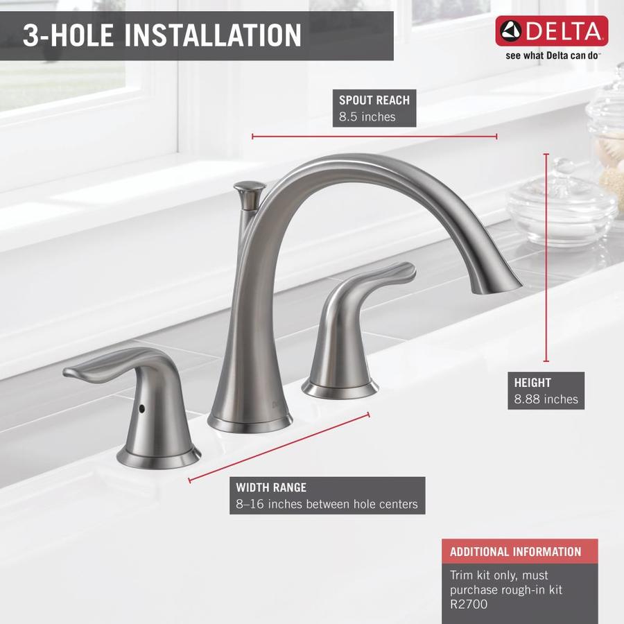 Delta Lahara Stainless 2-Handle Residential Deck Mount Roman Bathtub Faucet