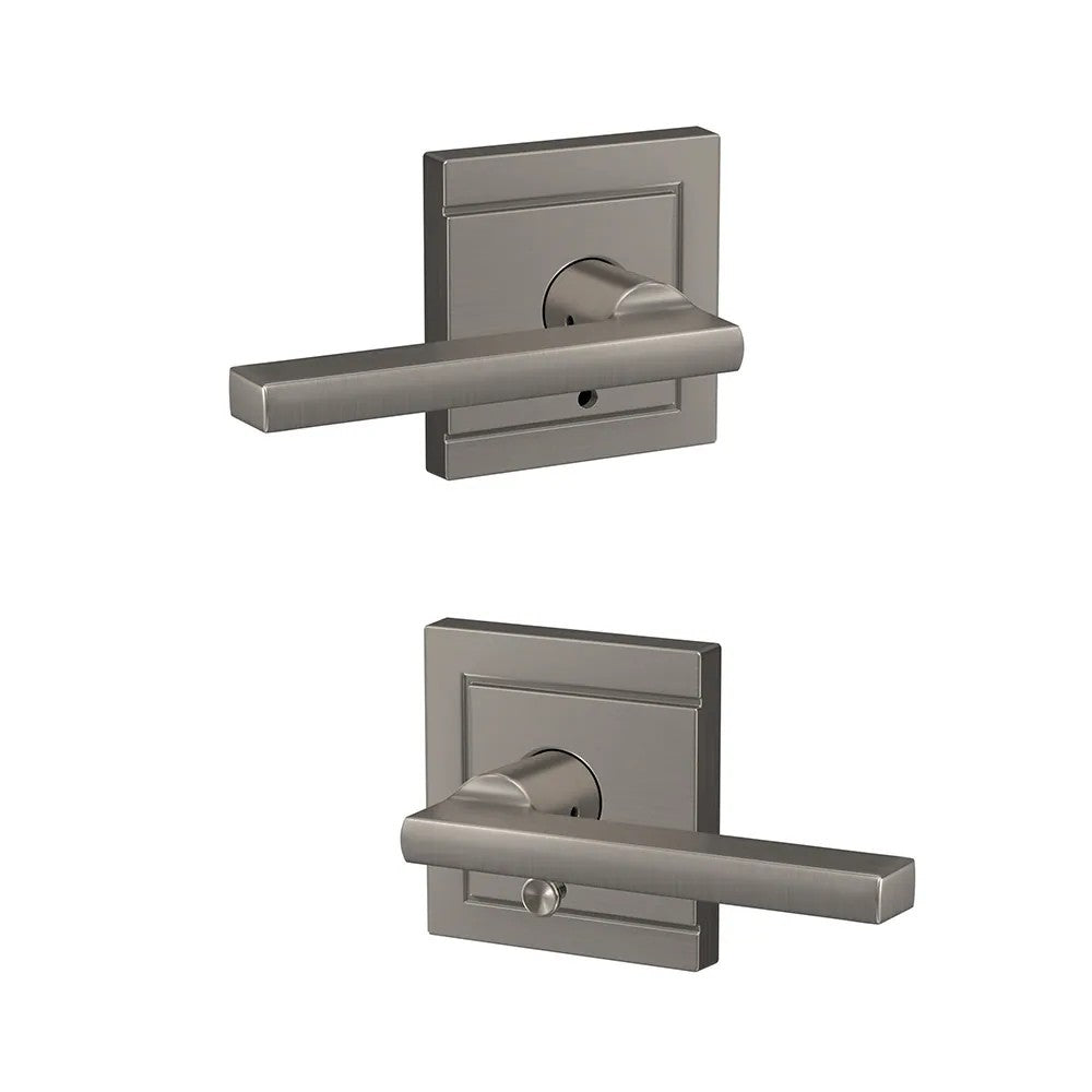 Schlage Custom Latitude- Upland Satin Nickel Universal Interior Bed/Bath Hall/Closet Combined Door Handle