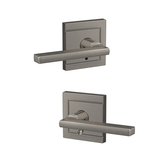 Schlage Custom Latitude- Upland Satin Nickel Universal Interior Bed/Bath Hall/Closet Combined Door Handle
