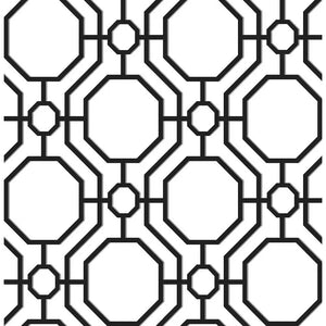 Crawford Black and White Vinyl Peel and Stick Wallpaper Roll