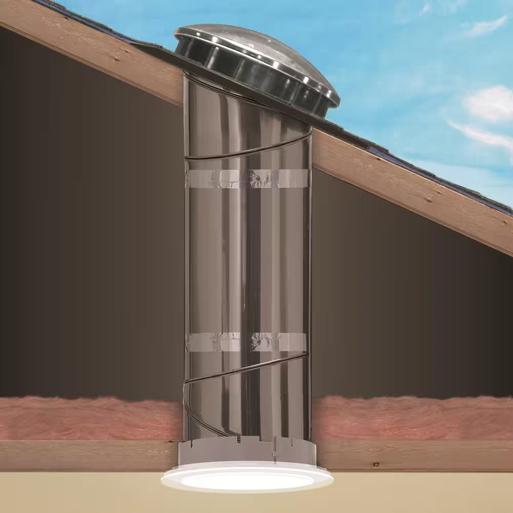 10 in. Acrylic Dome Sun Tunnel Skylight with Rigid Tube and Low Profile Plastic and Metal Flashing