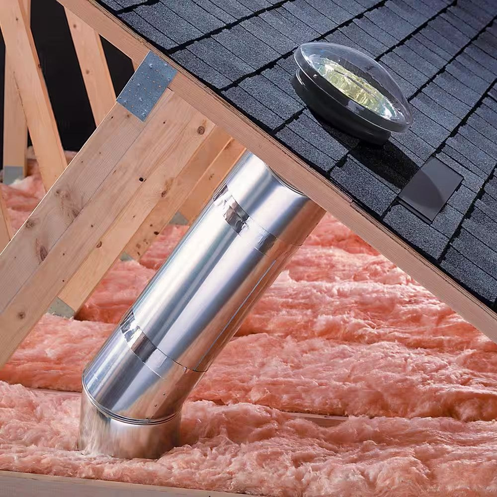 10 in. Acrylic Dome Sun Tunnel Skylight with Rigid Tube and Low Profile Plastic and Metal Flashing