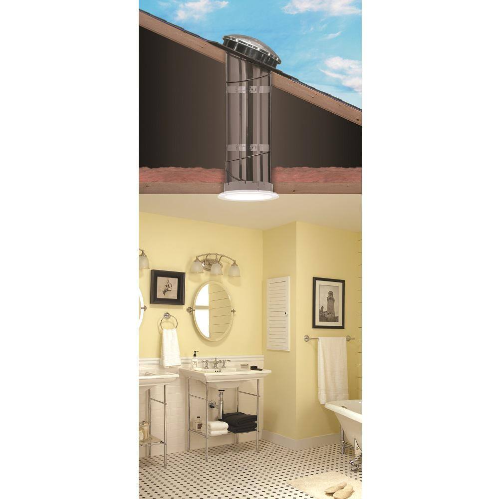 10 in. Acrylic Dome Sun Tunnel Skylight with Rigid Tube and Low Profile Plastic and Metal Flashing