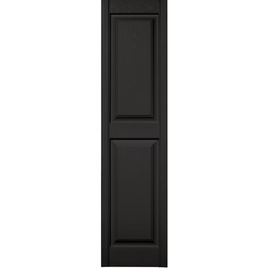 Vantage 2-Pack 14.625-in W x 58.75-in H Black Raised Panel Vinyl Exterior Shutters