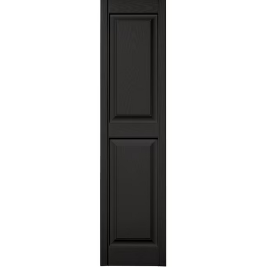 Vantage 2-Pack 14.625-in W x 58.75-in H Black Raised Panel Vinyl Exterior Shutters