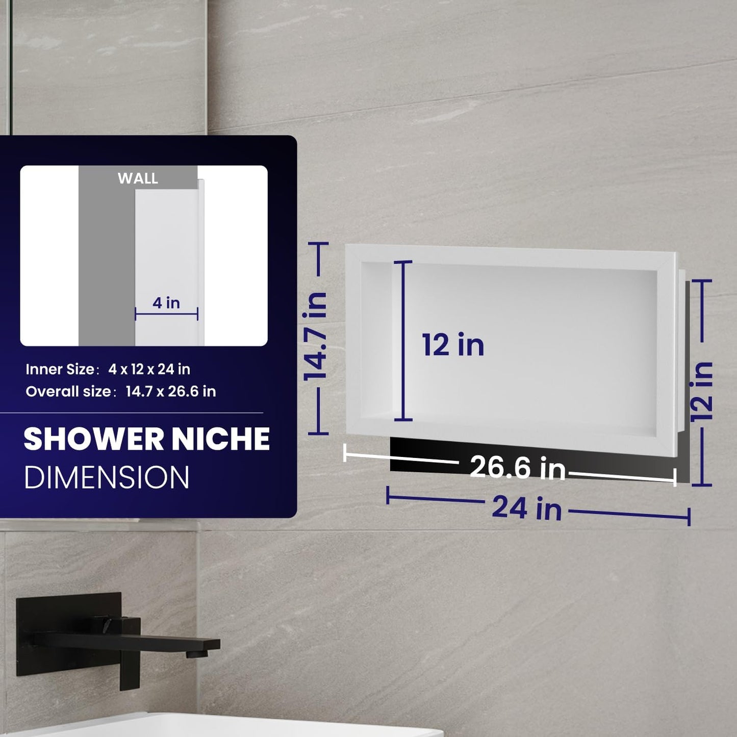Stainless Steel Shower Niche 12" X 24"