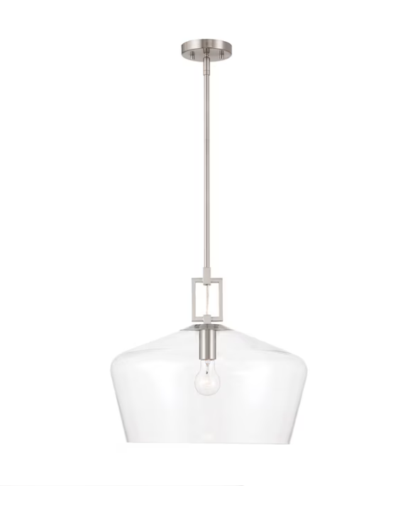allen + roth Chambers 1 -Light Brushed Nickel Modern/contemporary Clear glass Dome Medium Hanging Pendant light