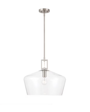 allen + roth Chambers 1 -Light Brushed Nickel Modern/contemporary Clear glass Dome Medium Hanging Pendant light