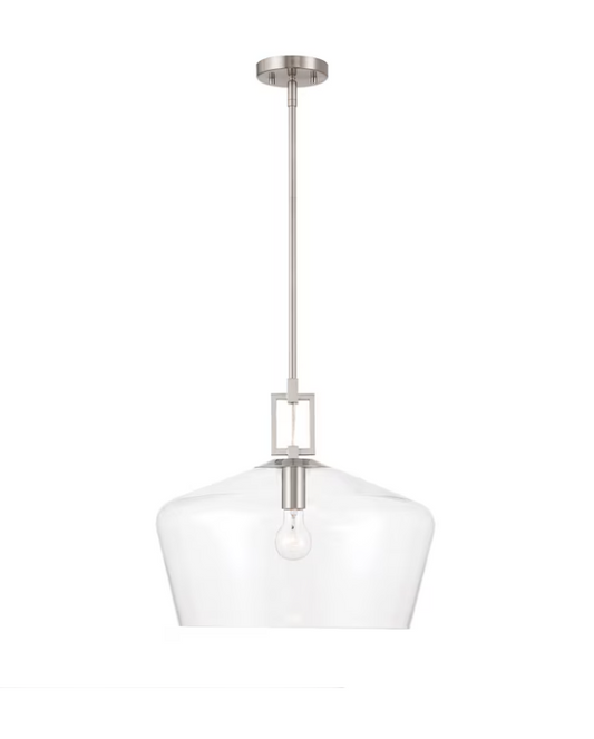 allen + roth Chambers 1 -Light Brushed Nickel Modern/contemporary Clear glass Dome Medium Hanging Pendant light
