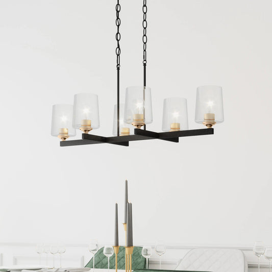 Quoizel Whitlock 6 -Light Matte Black Modern/contemporary For Use in Bathrooms, Bedrooms, Dining Rooms, Foyers, Kitchens, Living Rooms Chandelier