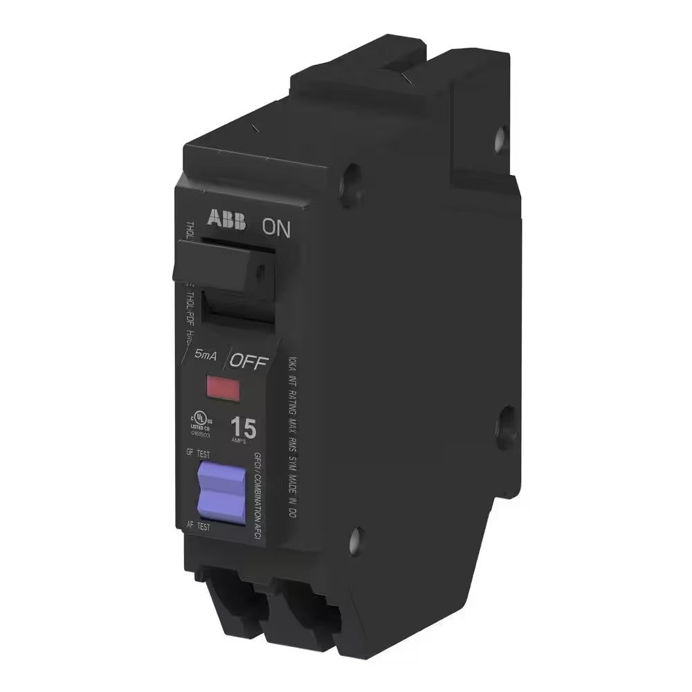 15 Amp Single-Pole Dual Function Arc Fault/GFCI Plug-On Neutral Circuit Breaker (THQL1115PDFA)