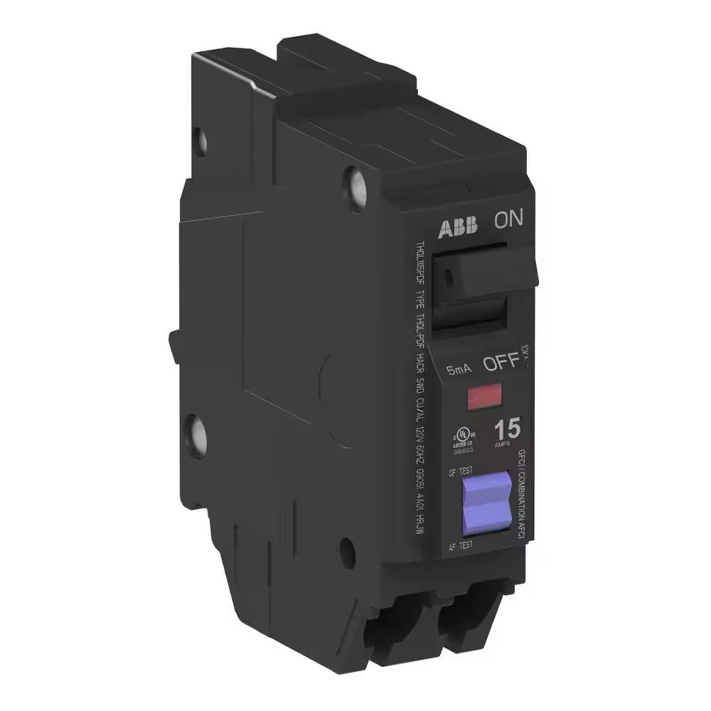 15 Amp Single-Pole Dual Function Arc Fault/GFCI Plug-On Neutral Circuit Breaker (THQL1115PDFA)