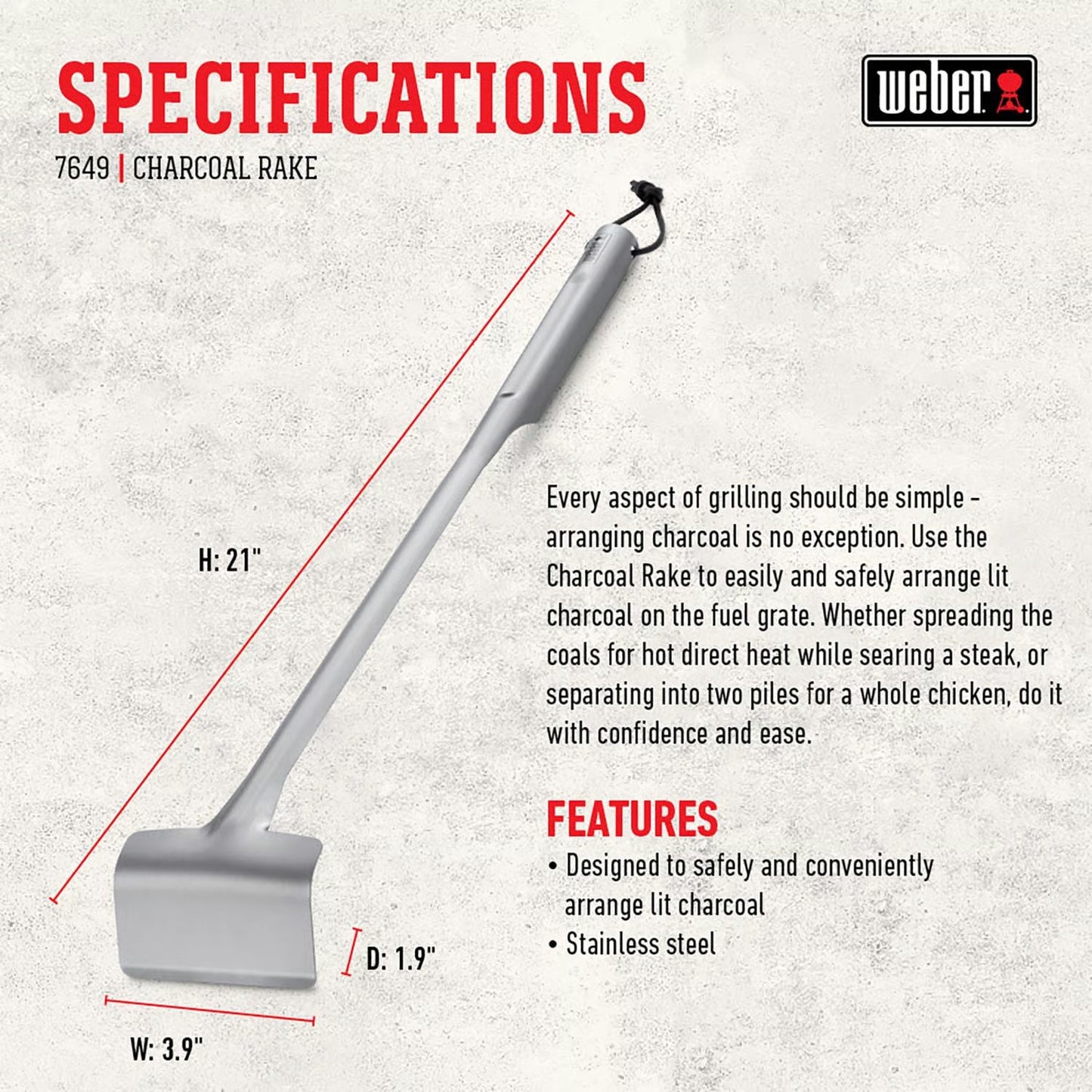 Weber Stainless Steel Charcoal Rake