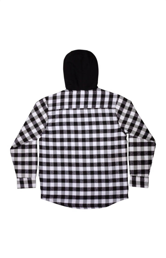 Infinity Brands Men's White/Black Flannel Hooded Insulated Hooded Jacket 3X