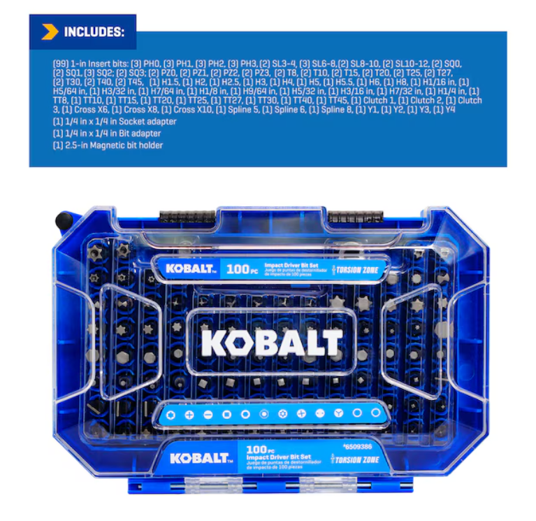 Kobalt 1-in Screwdriver Bit Set (100-Piece)