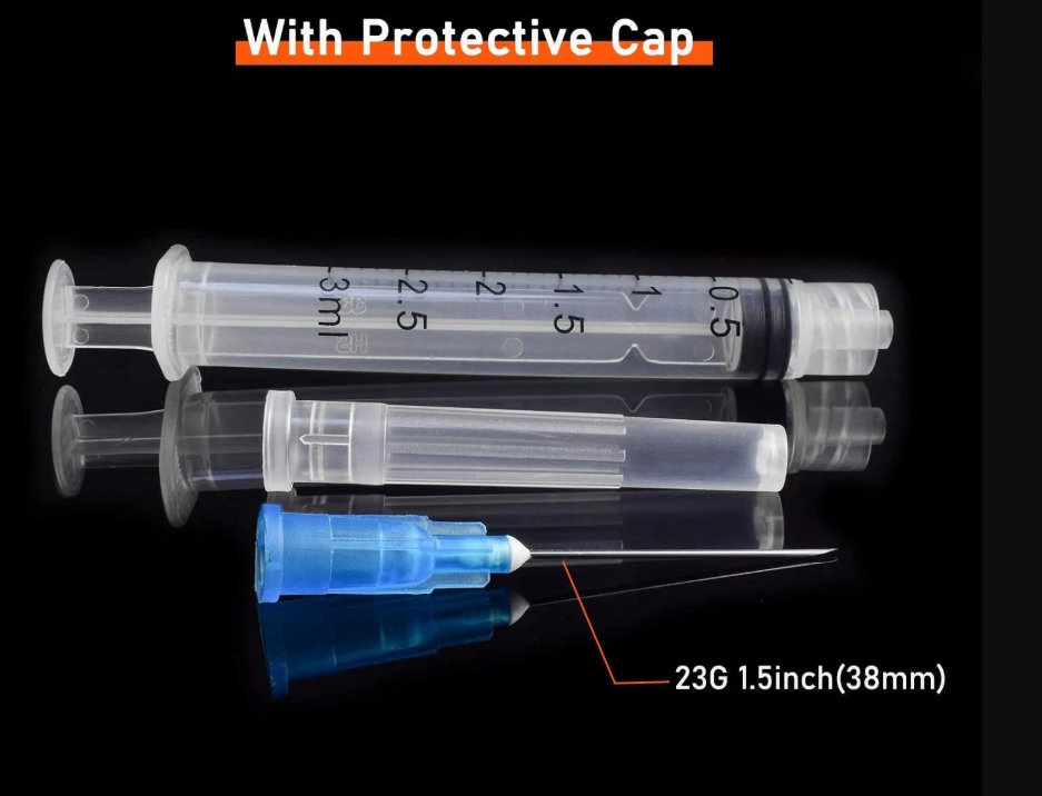 25 Pack 3ml/cc Disposable Luer Lock Lab Syringes with 23Ga 1.5 Inch Needle , In