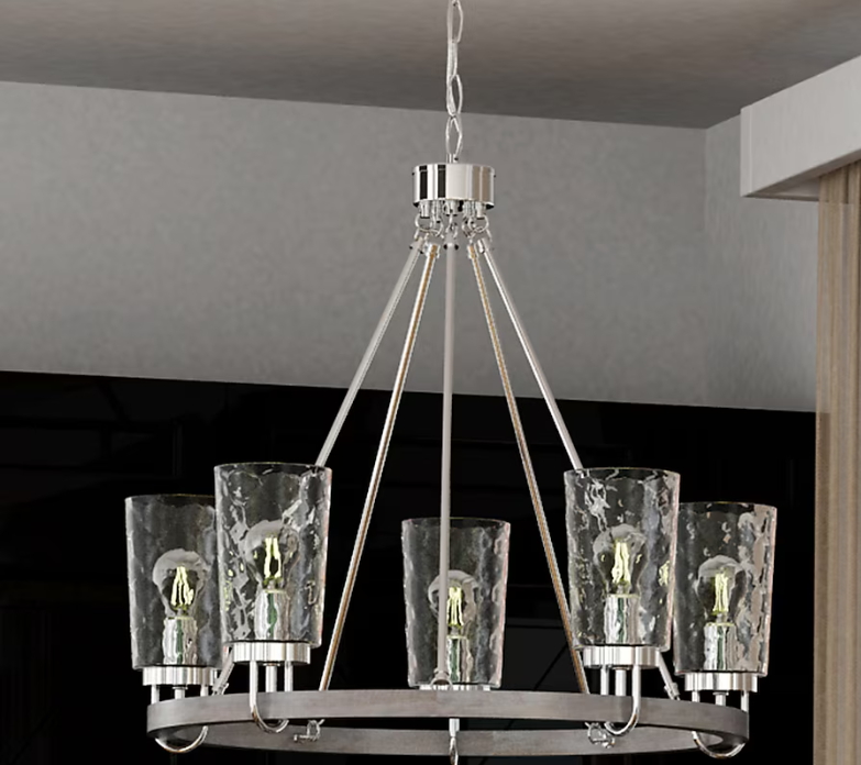 Progress Lighting Tiana 5-Light Driftwood and Brushed Nickel Transitional Chandelier